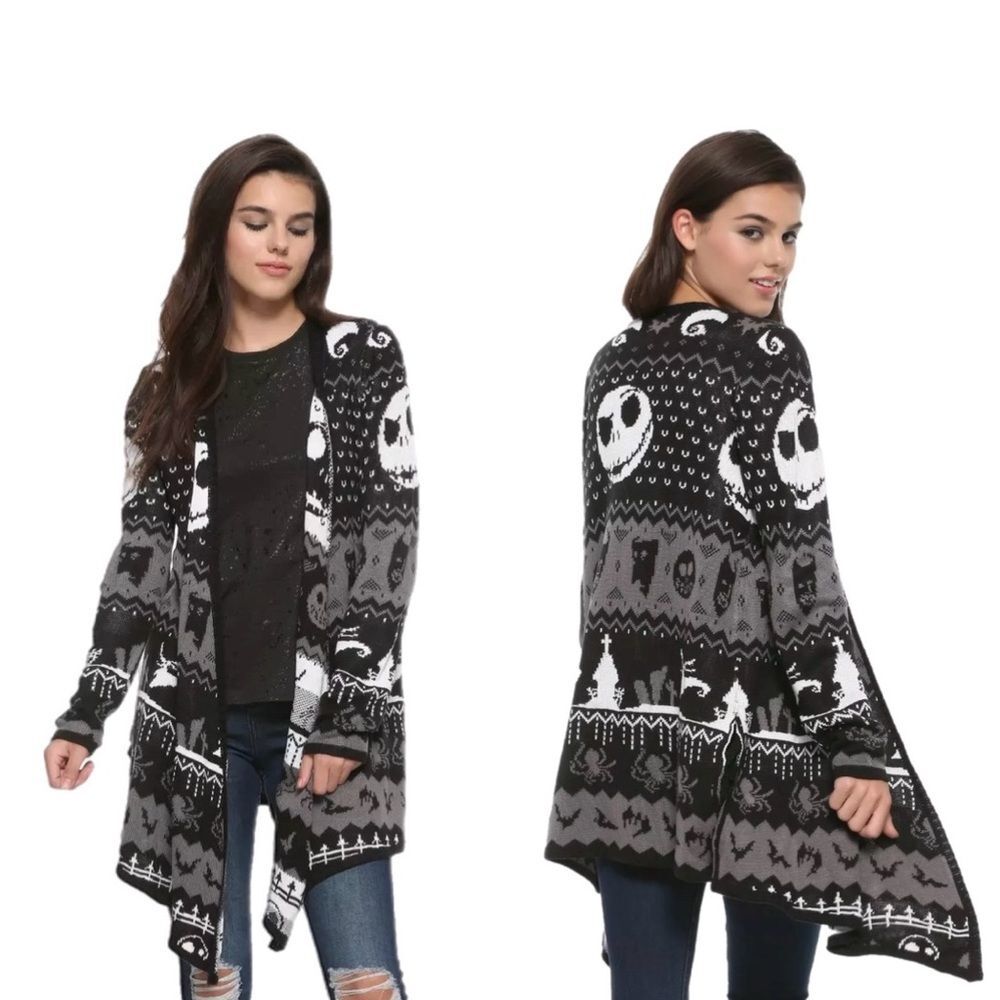Disney The Nightmare Before Christmas Jack Fair Isle Girls Cardigan Size SM